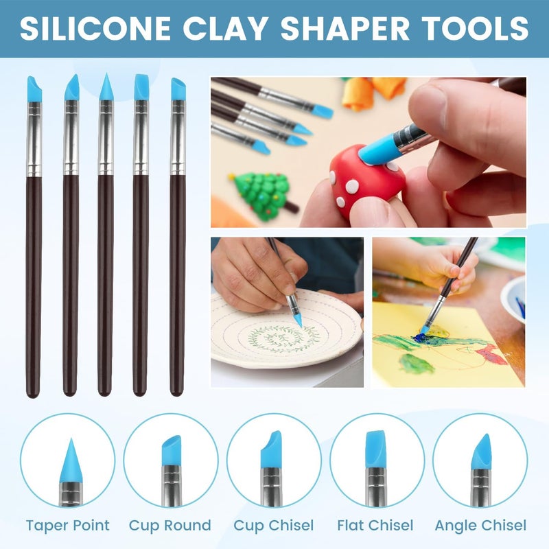 rolyta 14-Piece Polymer Clay Tool Set, Silicone Tip and Ball Stylus Tools for Modeling, Sculpting, and Art Crafting - Image 2
